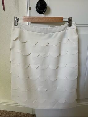 Zac & Rachel Cream Scalloped Tiered Pencil Skirt